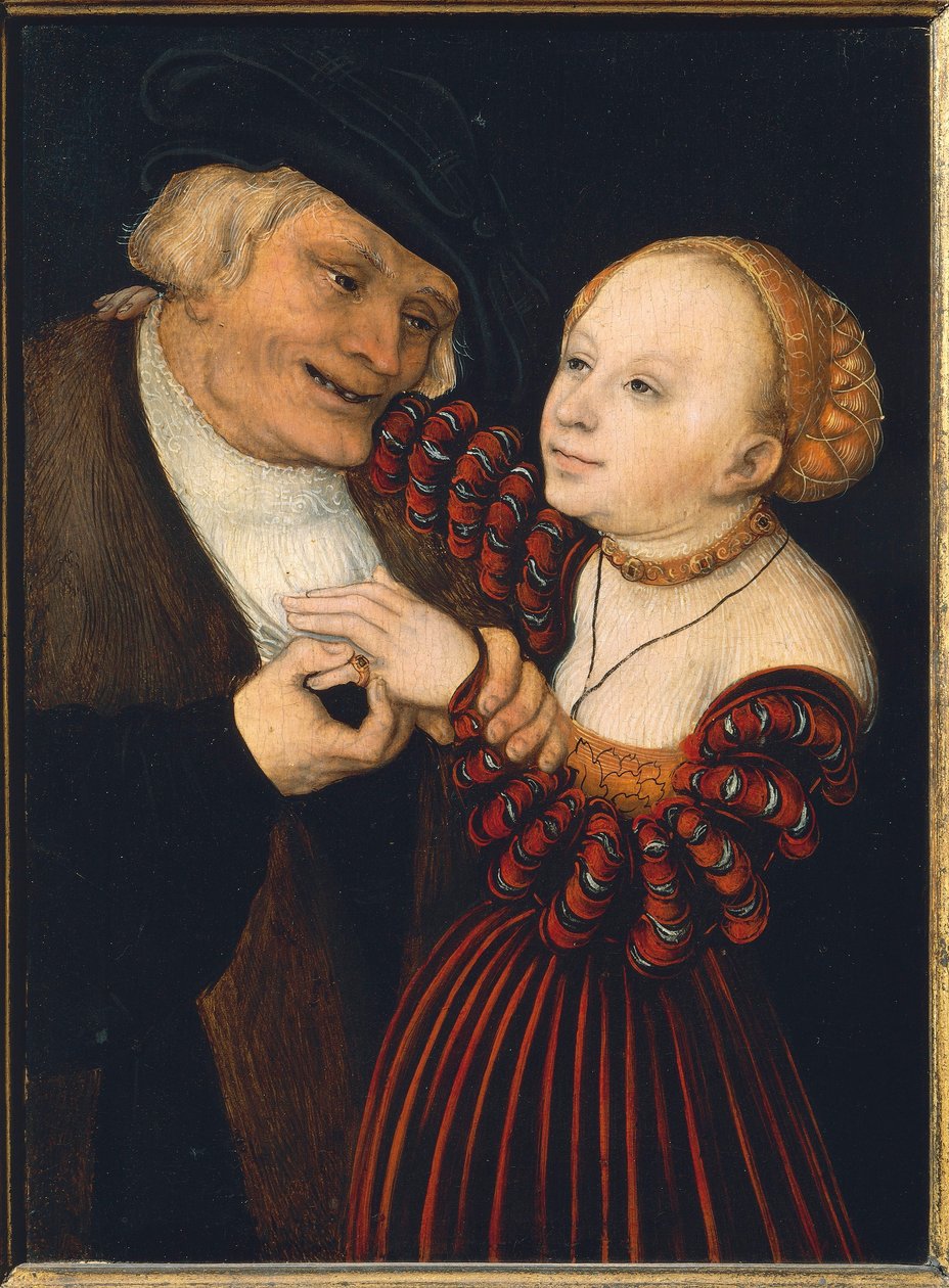 Oostenrijk, Wenen, De Oude Man en de Jonge Vrouw, ca. 1530 door Lucas the Elder Cranach