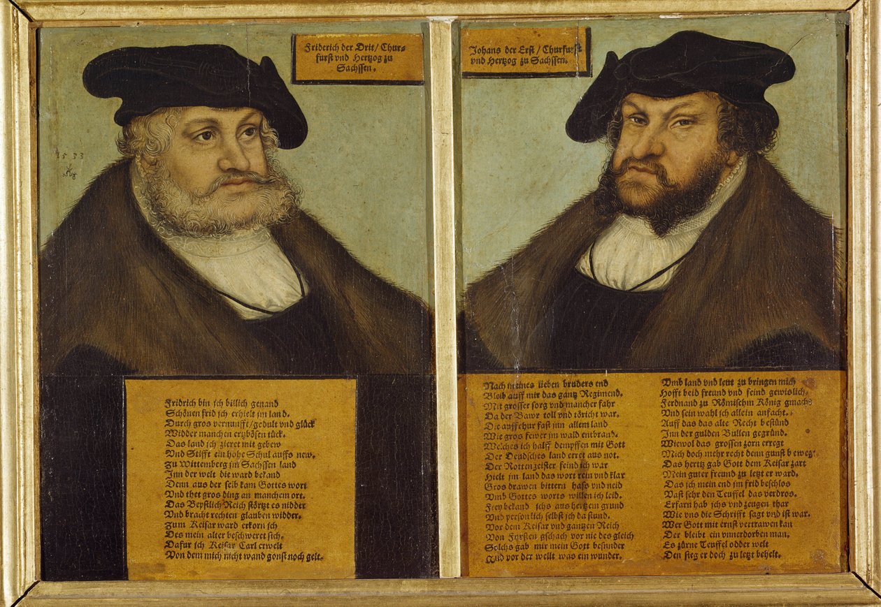 Dubbelportret van Frederik III van Saksen door Lucas the Elder Cranach