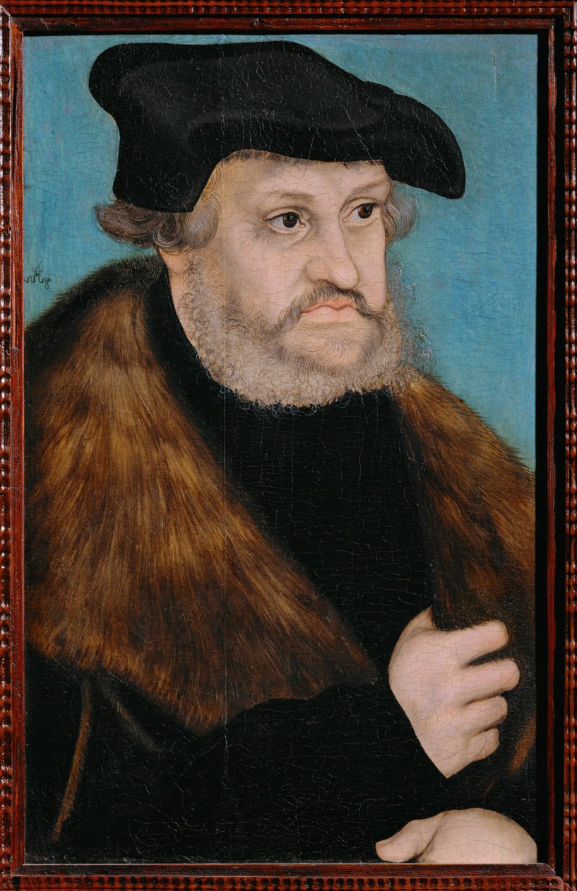 Keurvorst Friedrich der Weise ... (schilderij op hout) door Lucas the Elder Cranach