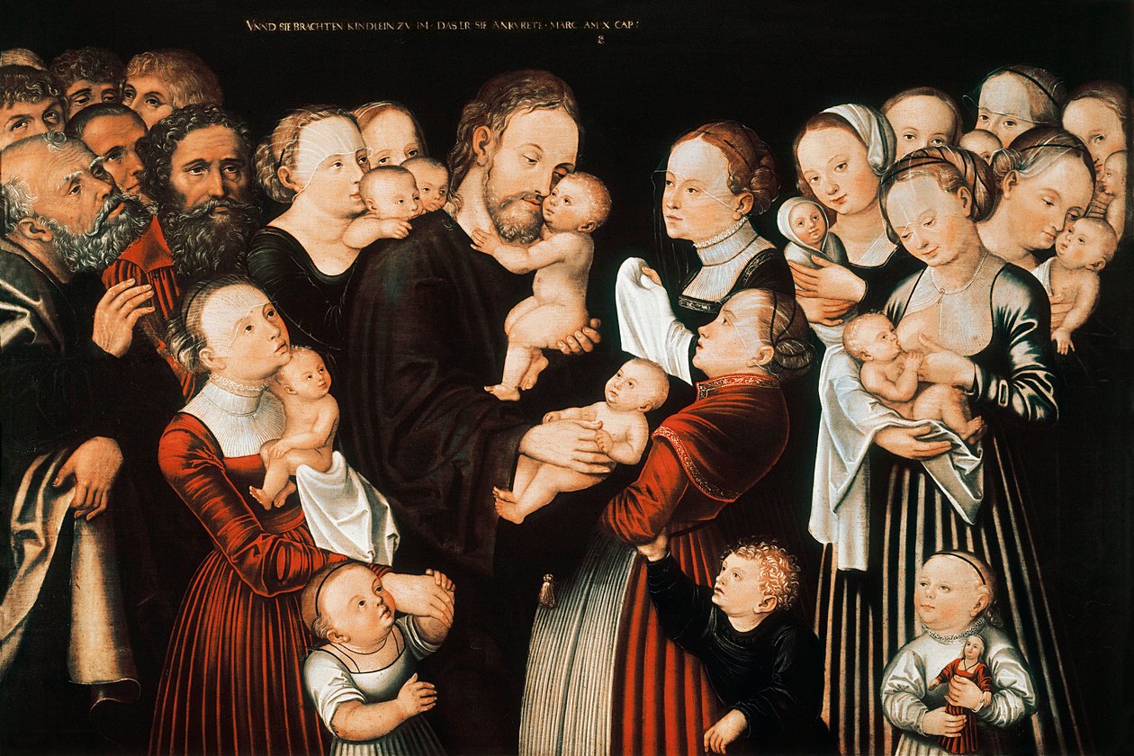 Jezus en de kinderen door Lucas the Elder Cranach
