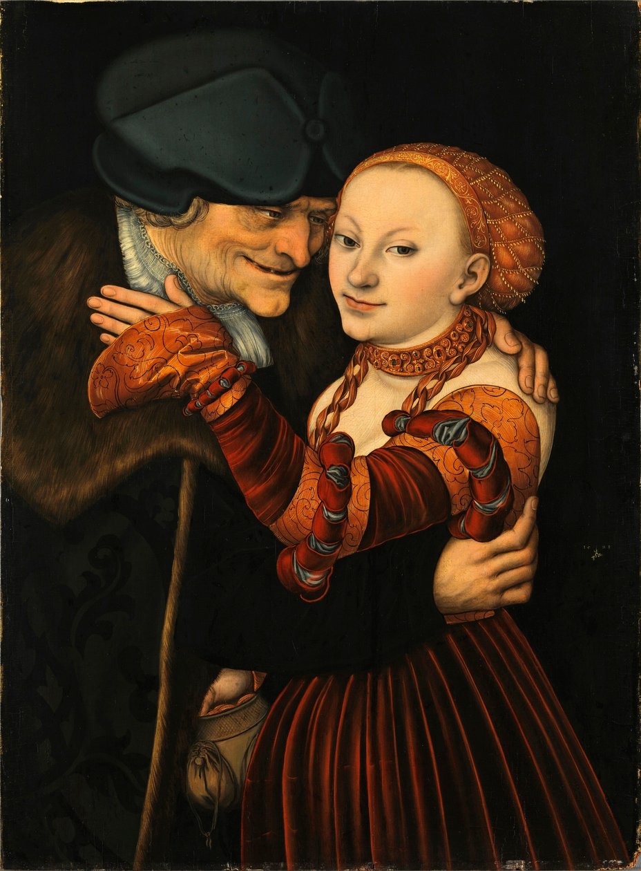 Het ongelijke paar door Lucas the Elder Cranach