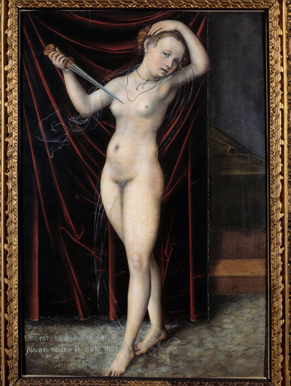 Lucrece pleegt zelfmoord, Romeinse dame uit de 6e eeuw v.Chr. door Lucas the Elder Cranach