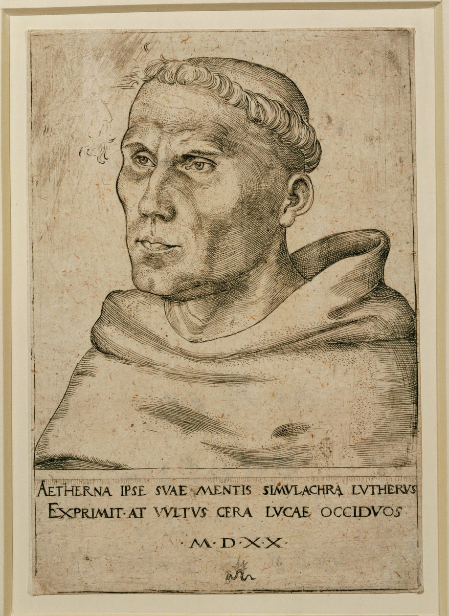 Maarten Luther ... (gravure) door Lucas the Elder Cranach