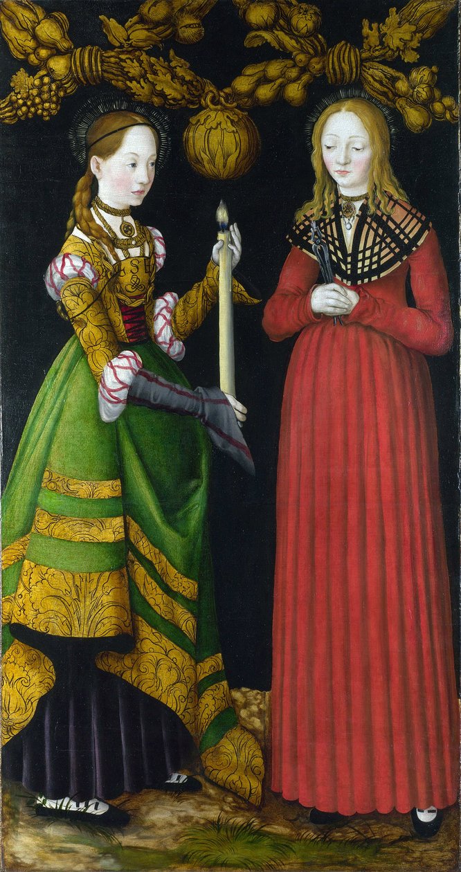 Heilige Genevieve en Heilige Apollonia door Lucas the Elder Cranach