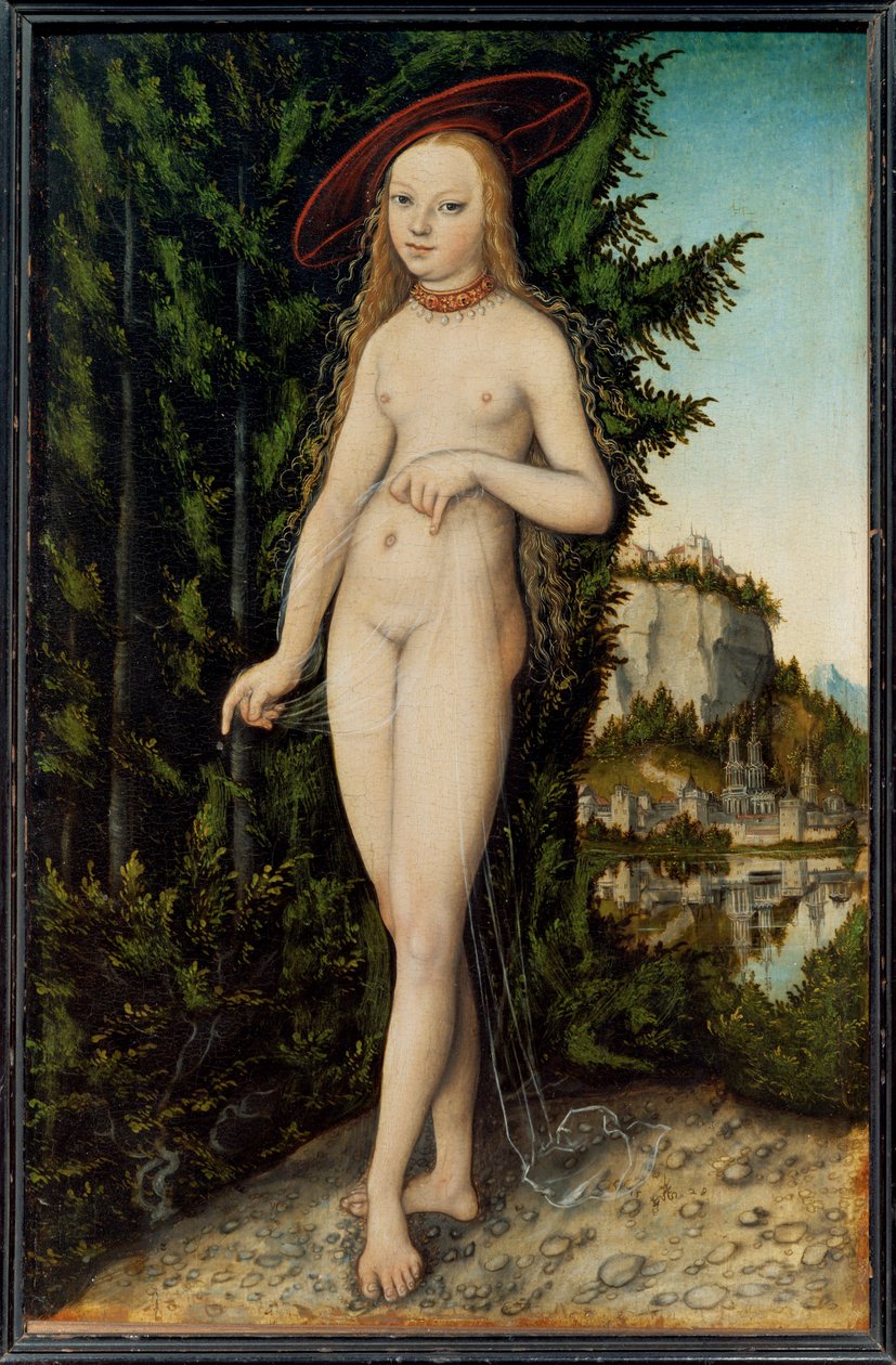 Venus debout dans un paysage - Venus, staande in een landschap ... door Lucas the Elder Cranach