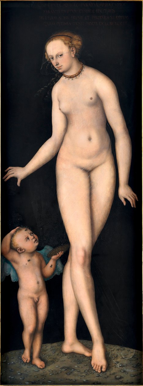 Venus met Cupido de Honingdief, door Cranach, Lucas, de Oudere (1472-1553). Olie op hout, na 1537. Afmetingen: 175,4x66,3 cm. Germanisches Nationalmuseum, Neurenberg door Lucas the Elder Cranach