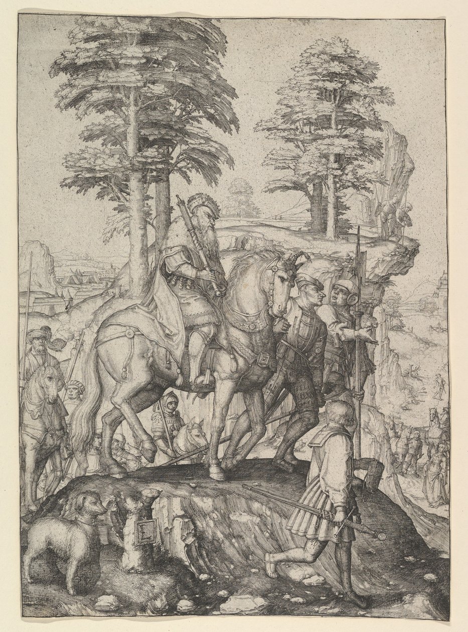 Abigail voor David door Lucas van Leyden