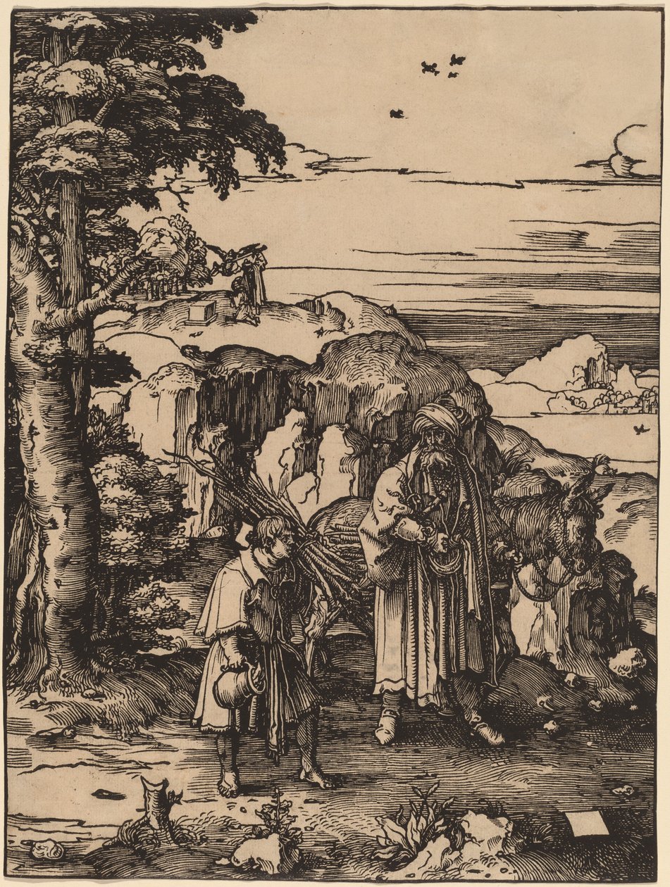 Abraham gaat Isaak offeren door Lucas van Leyden