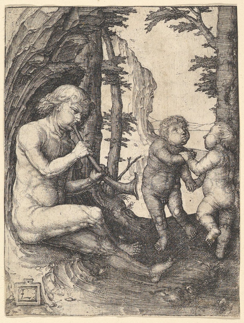 Jongen met een Trompet, ca. 1507 door Lucas van Leyden