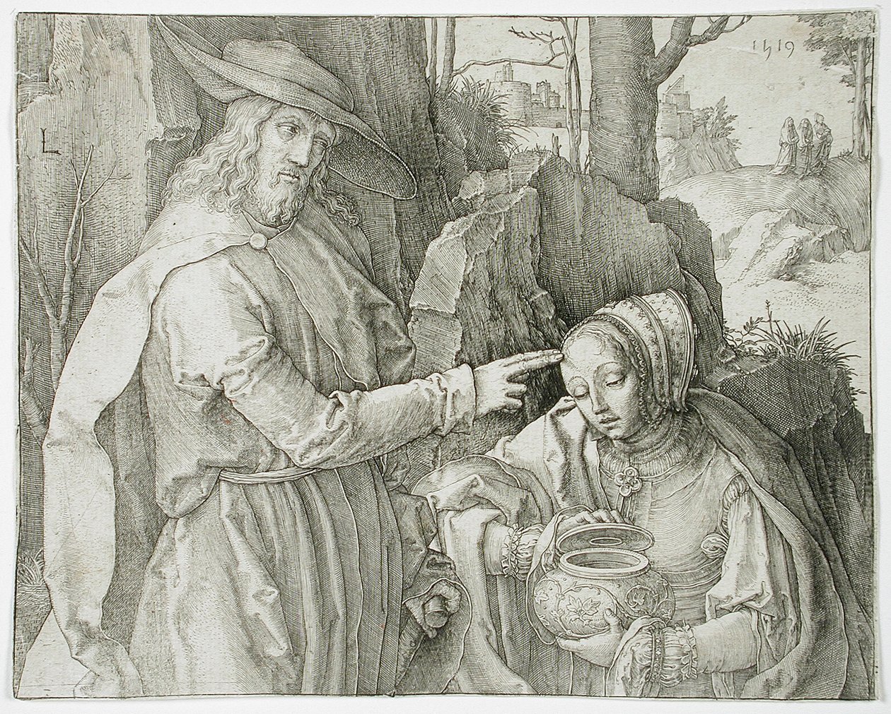 Christus als tuinman verschijnt aan de heilige Maria Magdalena door Lucas van Leyden