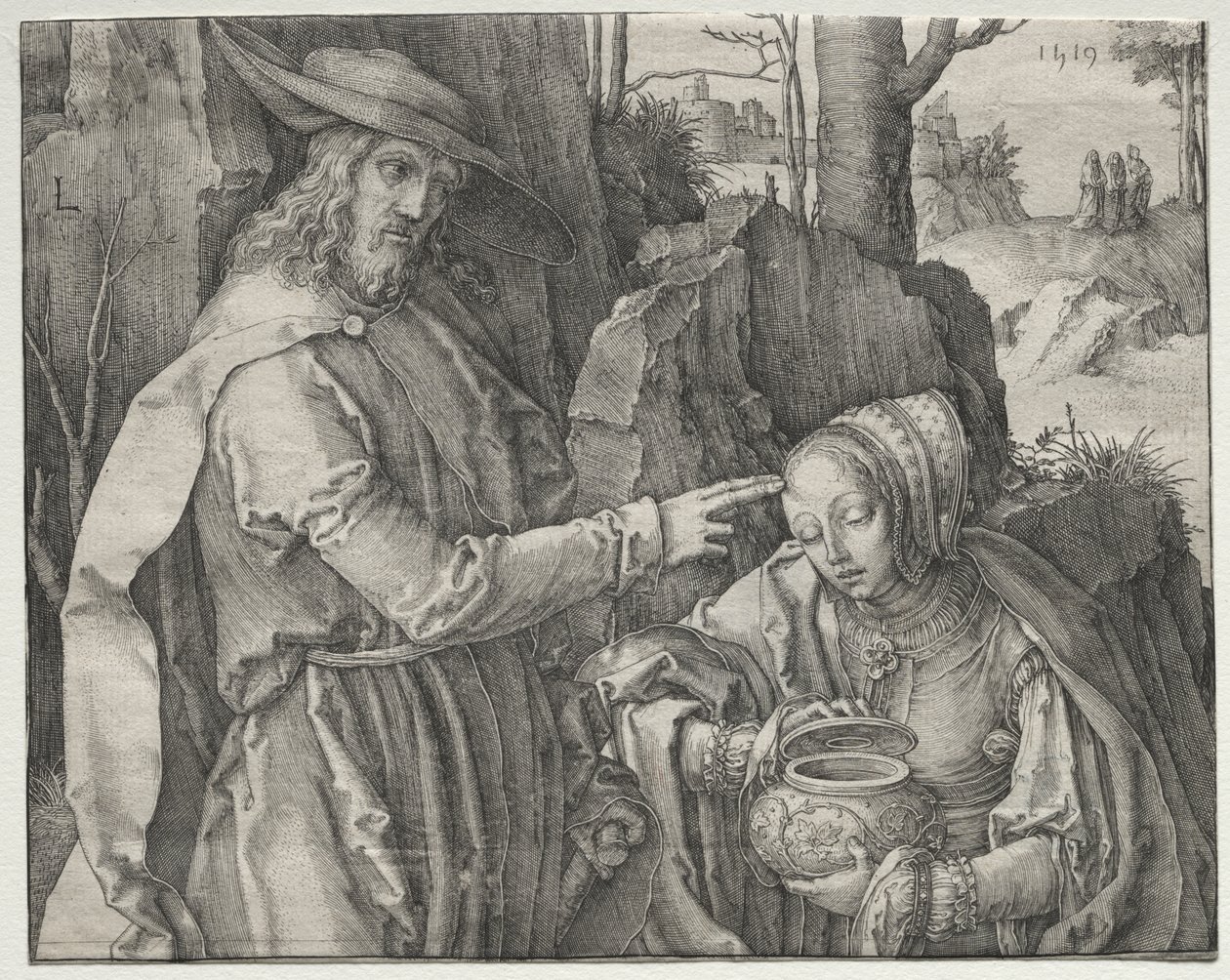 Christus als Tuinman Verschijnt aan St. Maria Magdalena door Lucas van Leyden