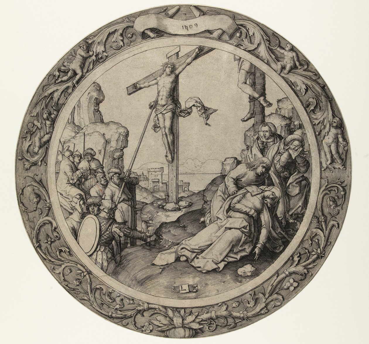 De kruisiging De Ronde Passie (serie titel) door Lucas van Leyden