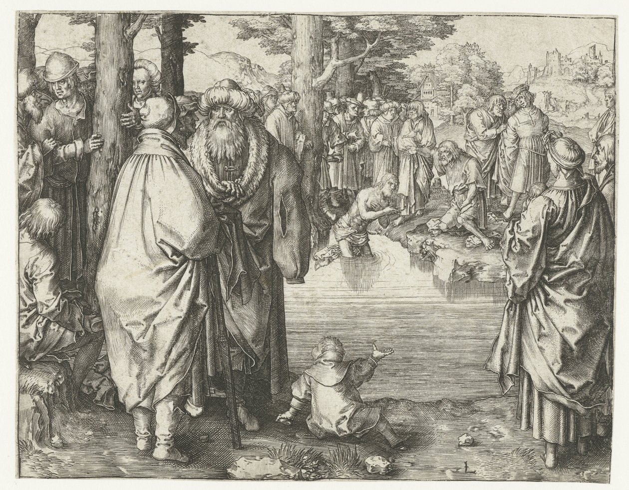 Doop van Christus in de Jordaan door Lucas van Leyden