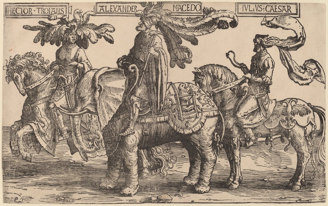 Hector van Troje, Alexander van Macedonië, Julius Caesar door Lucas van Leyden