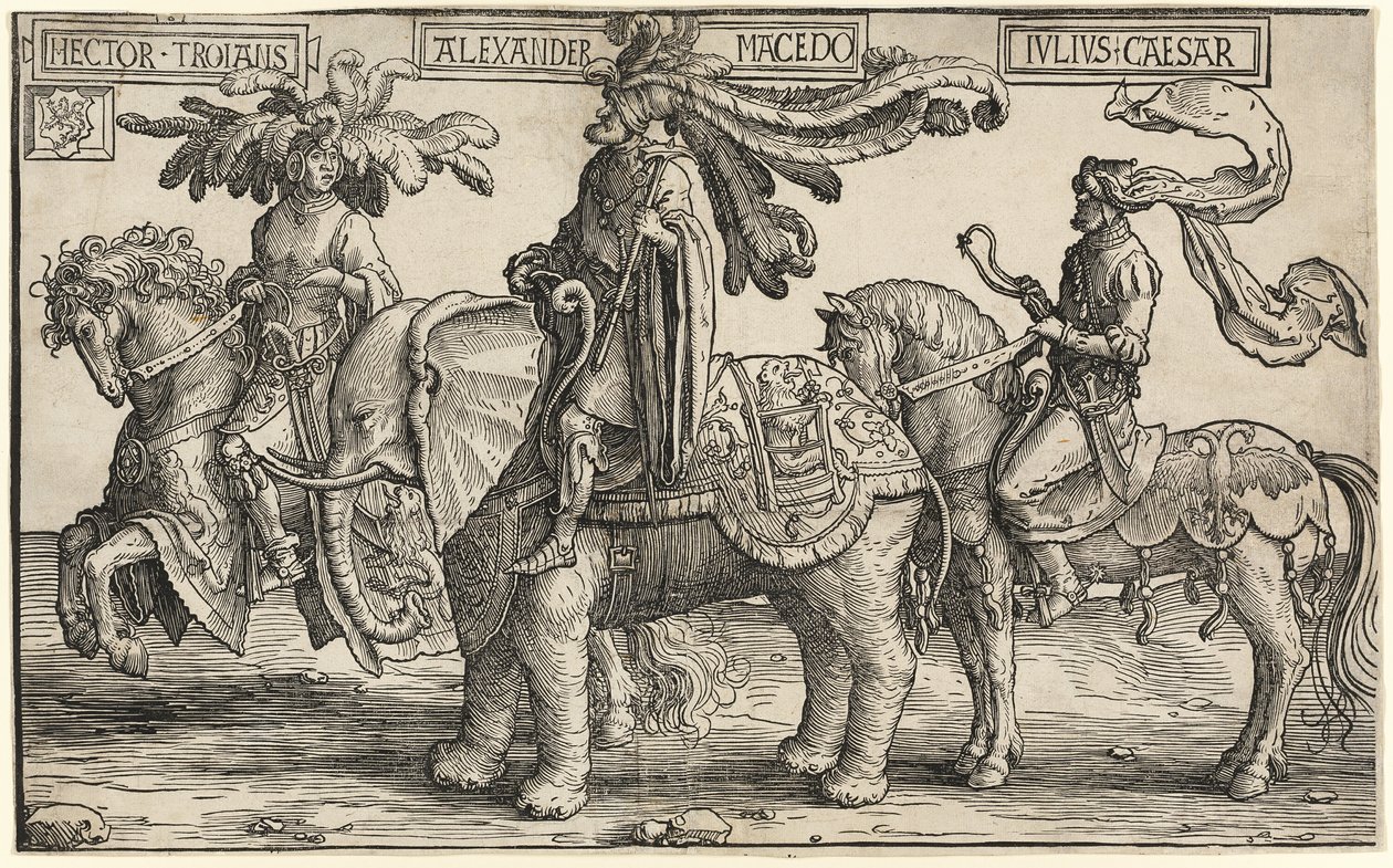 Hector van Troje, Alexander van Macedonië, Julius Caesar, uit De negen helden door Lucas van Leyden