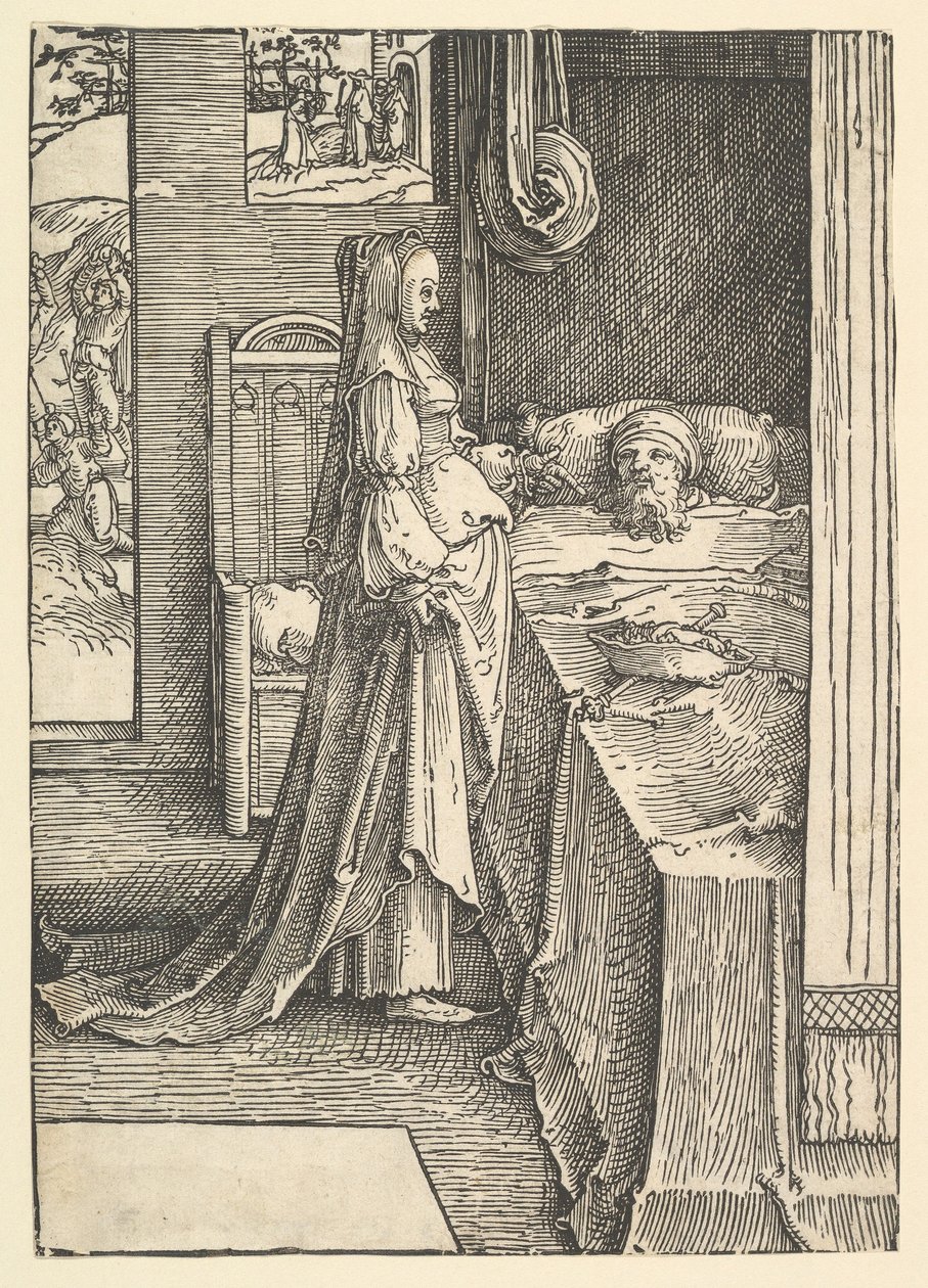 Izebel belooft Naboths wijngaarden aan koning Achab, ca. 1517 door Lucas van Leyden