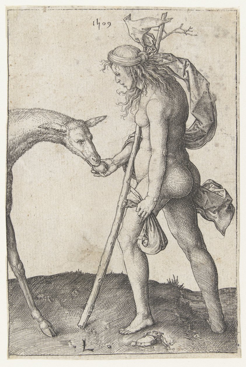Jonge vrouw met hinde door Lucas van Leyden
