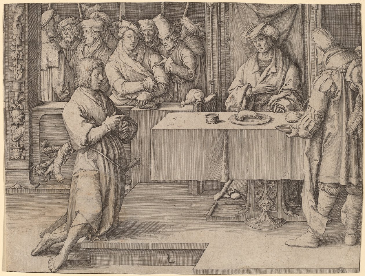 Jozef interpreteert de dromen van de farao door Lucas van Leyden