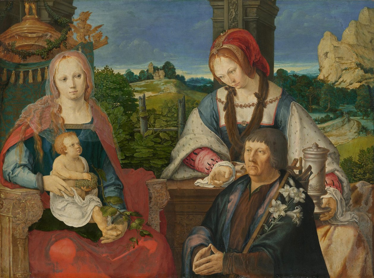 Maria met Kind, de heilige Maria Magdalena en schenker (afgescheiden buitenpaneel, inv.-nr. 7713) door Lucas van Leyden