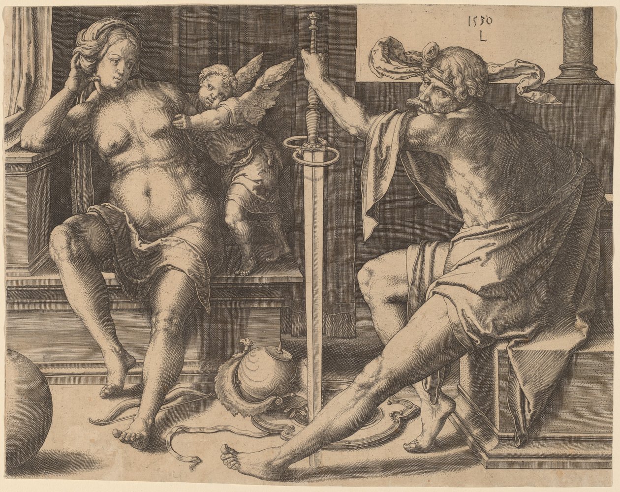 Mars, Venus en Cupido door Lucas van Leyden