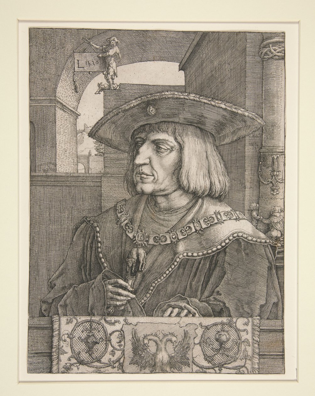 Portret van keizer Maximiliaan I door Lucas van Leyden