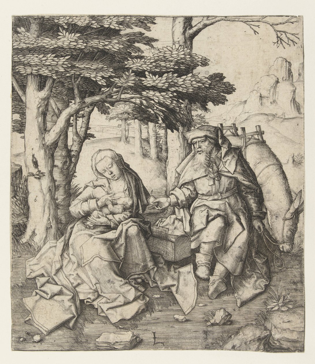 Rust tijdens de vlucht naar Egypte door Lucas van Leyden