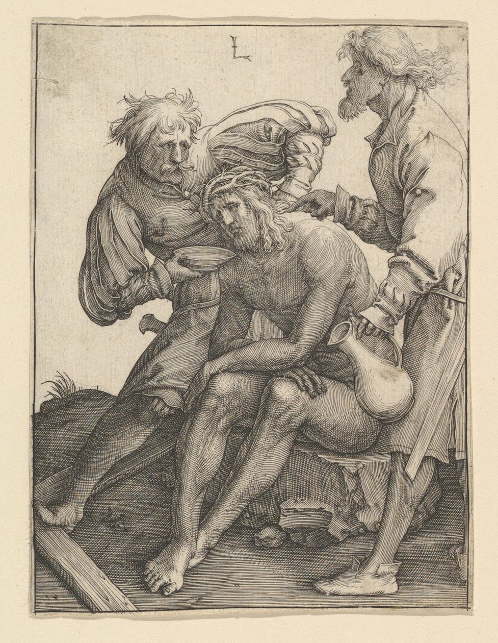 Soldaten geven Christus te drinken, ca. 1512 door Lucas van Leyden