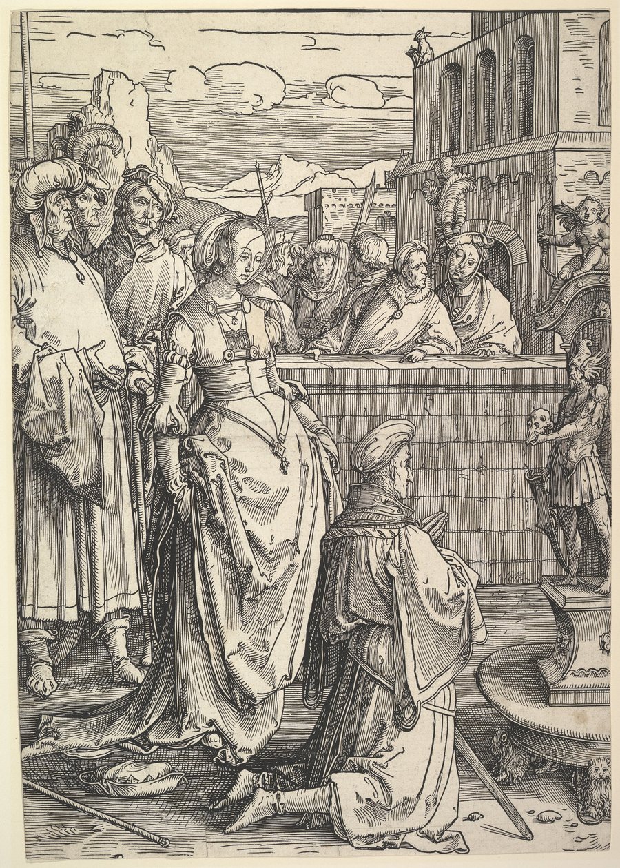 Salomo aanbidt een afgod door Lucas van Leyden