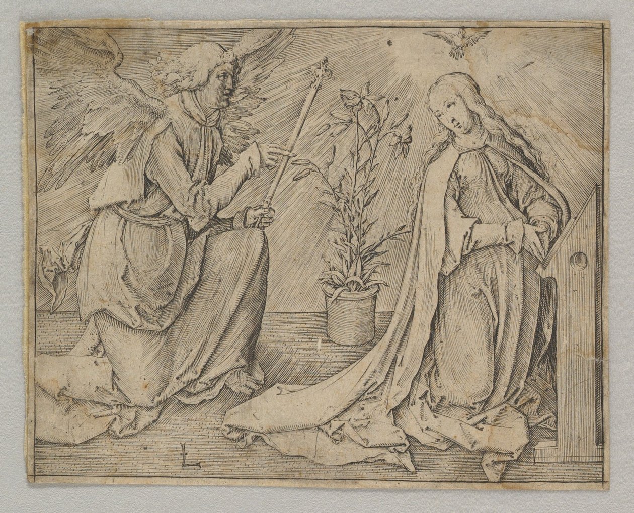 De annunciatie, ca. 1516 door Lucas van Leyden