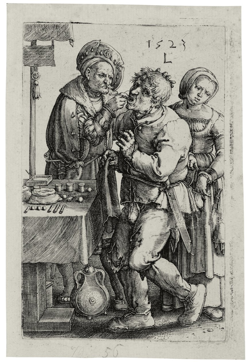 De tandarts, 1523 door Lucas van Leyden