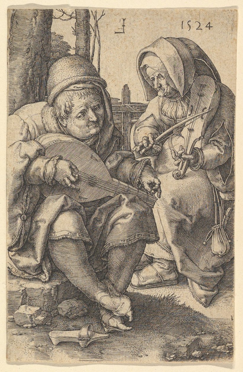 De muzikanten, 1524 door Lucas van Leyden