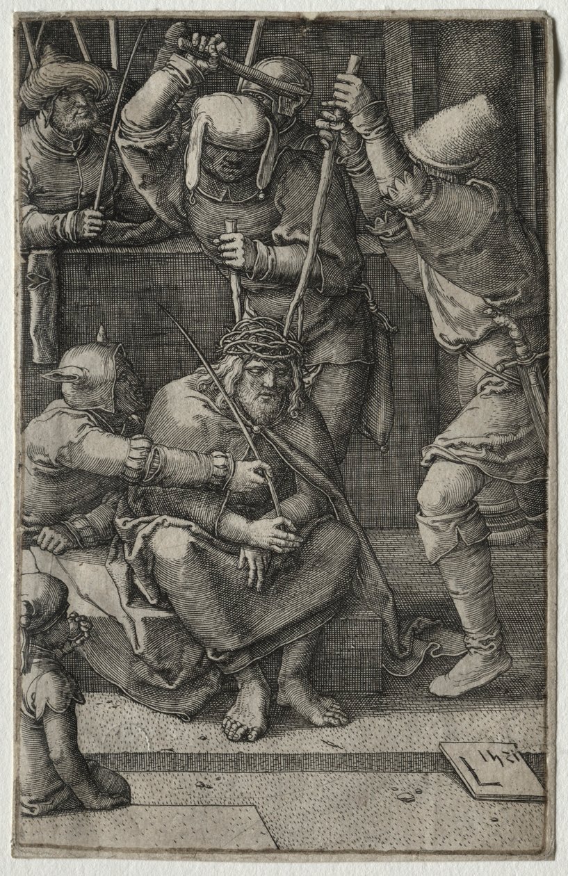 De passie: Christus gekroond met doornen, 1521 door Lucas van Leyden