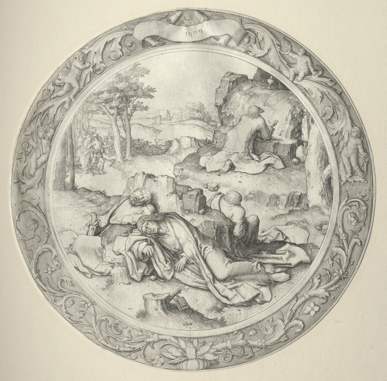 De Ronde Passie: Christus in Gethsemane (Agonie in de Tuin) door Lucas van Leyden