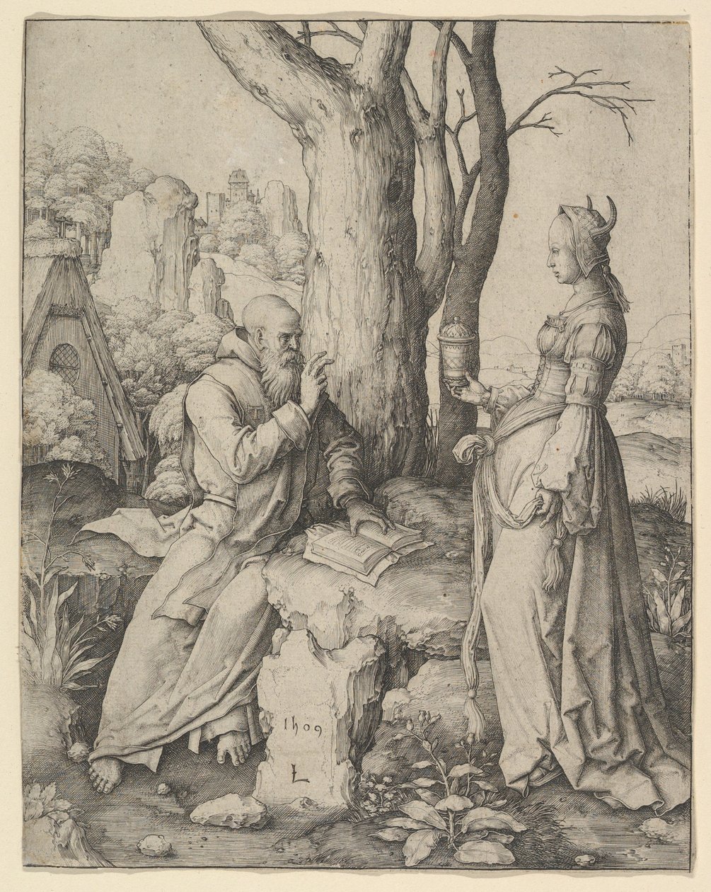De verleiding van St. Antonius, 1509 door Lucas van Leyden