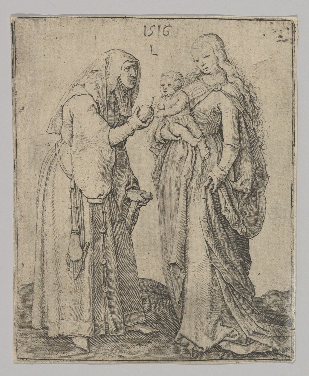 De Maagd met Kind en St. Anna, 1516 door Lucas van Leyden