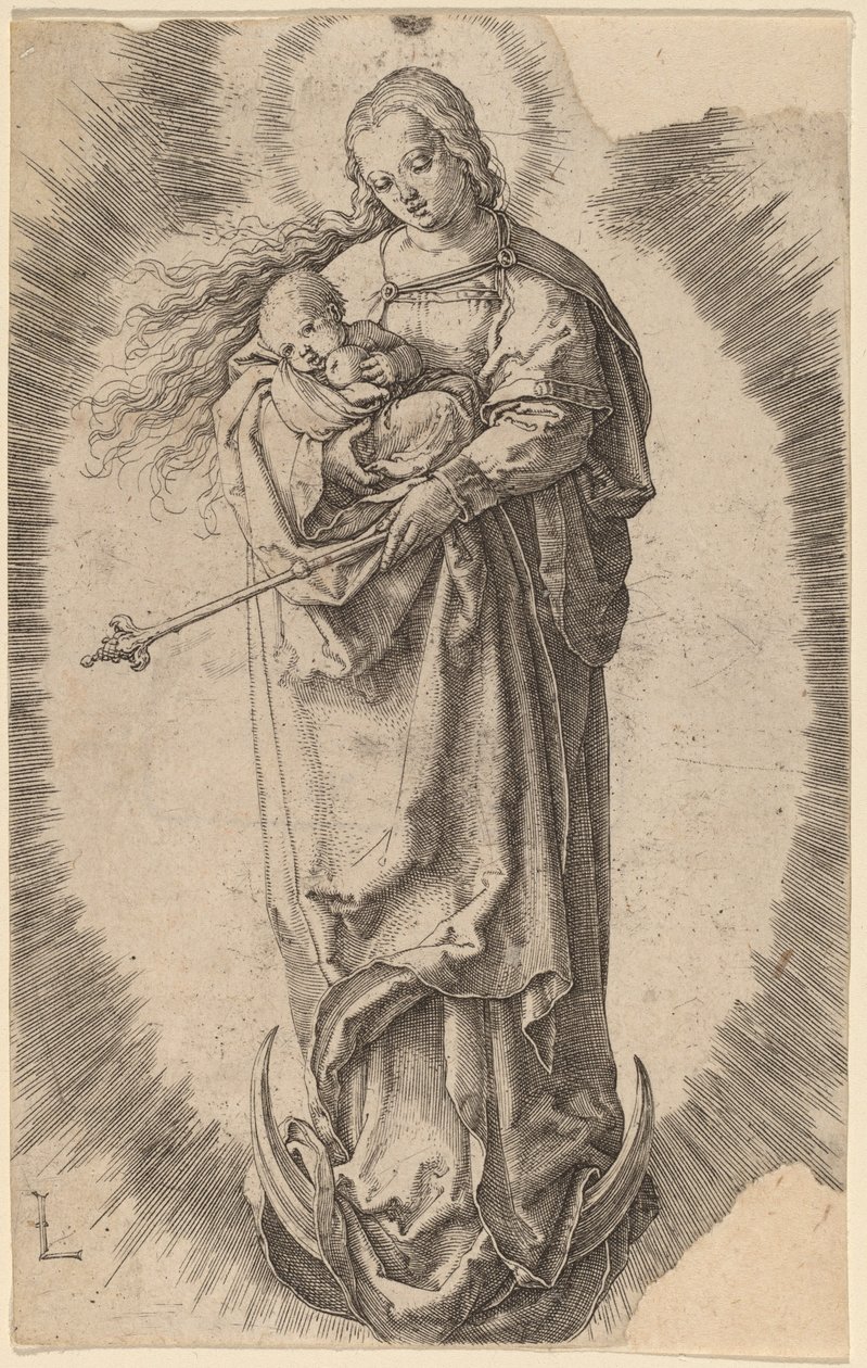 De Maagd en het Kind op de Halve Maan door Lucas van Leyden