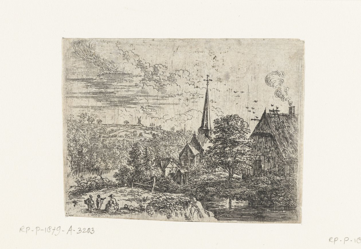 Dorp gelegen aan een rivier door Lucas van Uden
