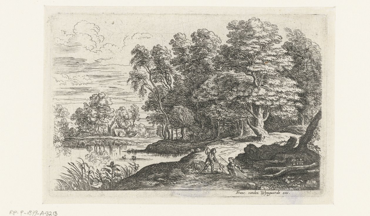 Landschap met twee herdersjongens door Lucas van Uden