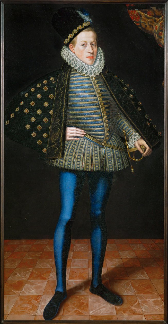 Aartshertog Matthias in een blauw gewaad (schilderij op doek) door Lucas van Valckenborch