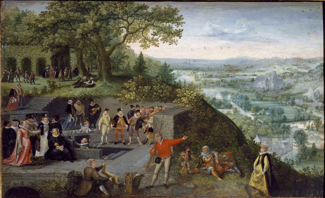 Keizer Rudolf II bij een drinkkuur door Lucas van Valckenborch