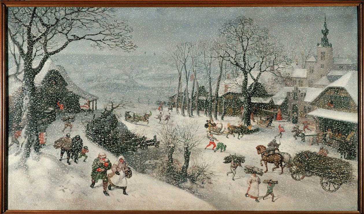 Winter (februari) (olieverf op doek) door Lucas van Valckenborch