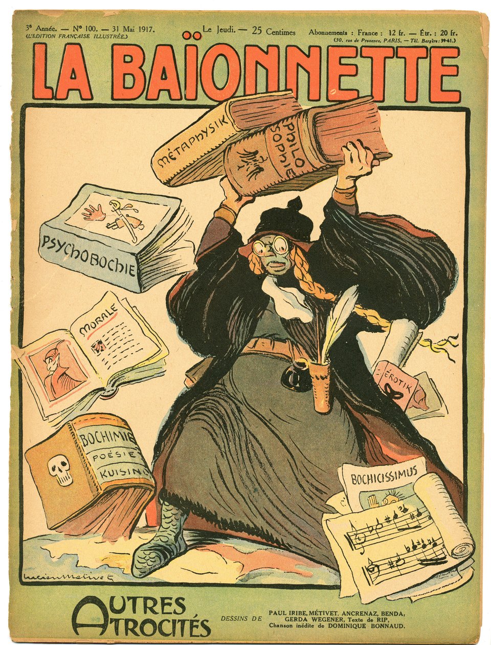 Omslag van La Baionnette, Satirisch in Kleuren door Lucien Metivet