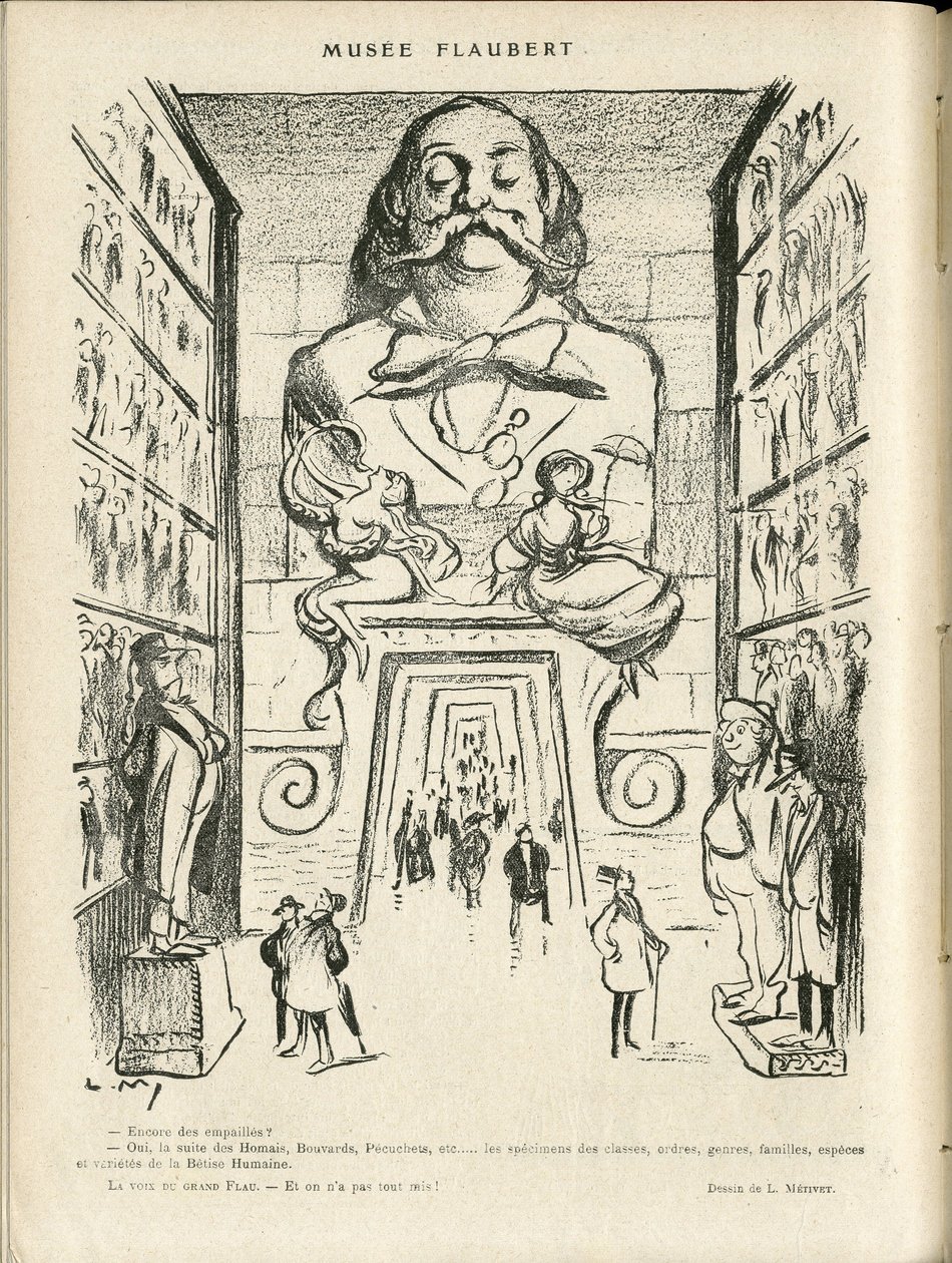 Illustratie in Le Rire, 24/12/21 - Museum Flaubert (gravure) door Lucien Metivet