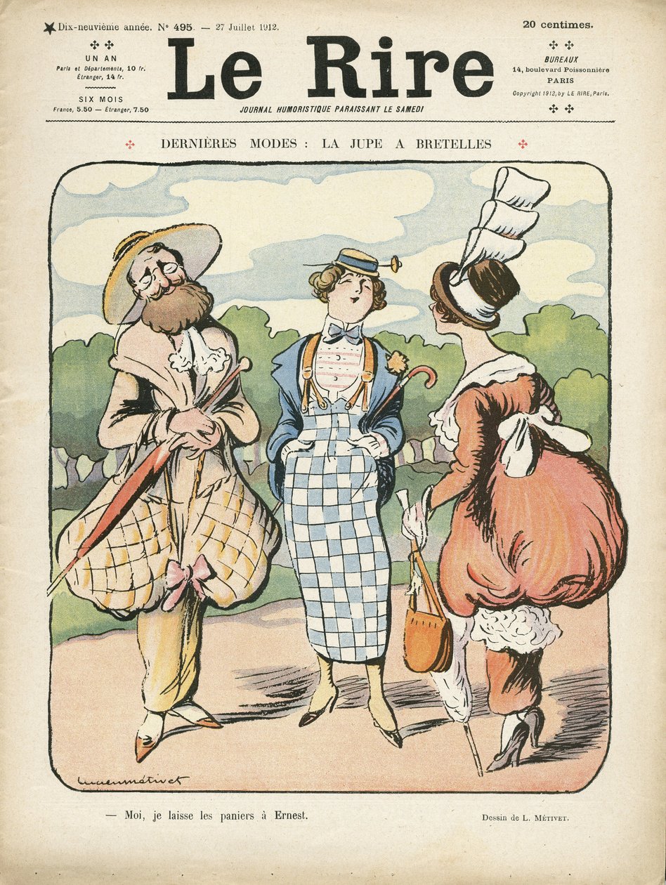 Illustratie in Le Rire, 27/07/12 - Laatste mode (gravure) door Lucien Metivet