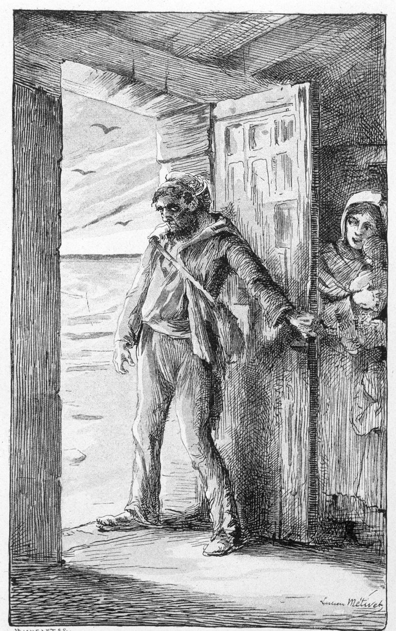 illustratie voor het lied "le retour du marin" (gravure) door Lucien Metivet