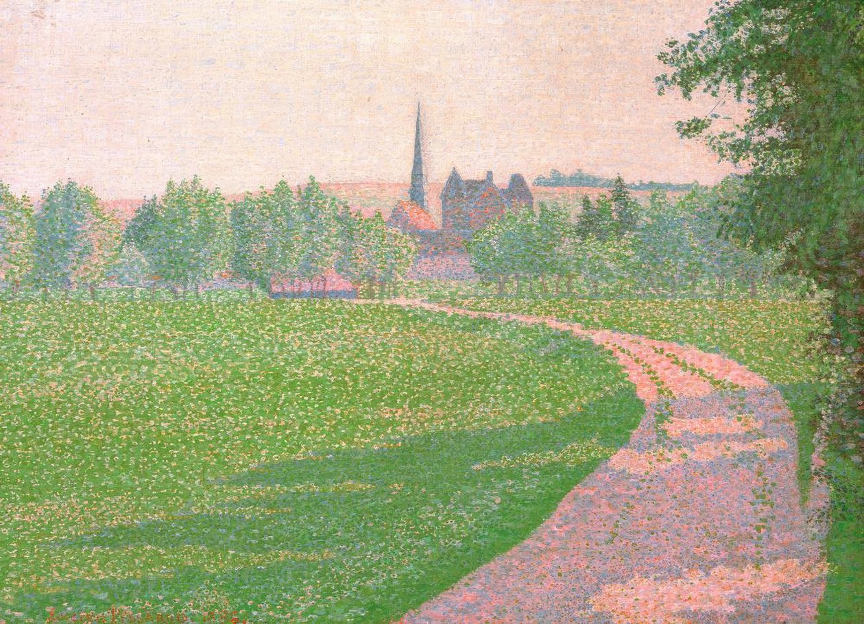 De Kerk van Eragny door Lucien Pissarro