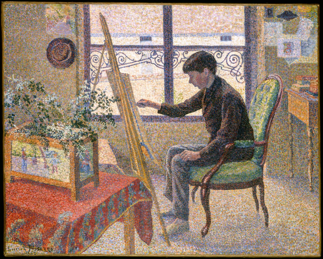 Het interieur van de studio door Lucien Pissarro