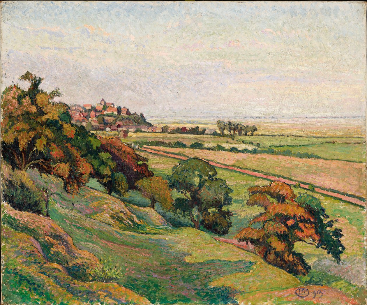 Rogge uit Cadborough, zonsondergang door Lucien Pissarro