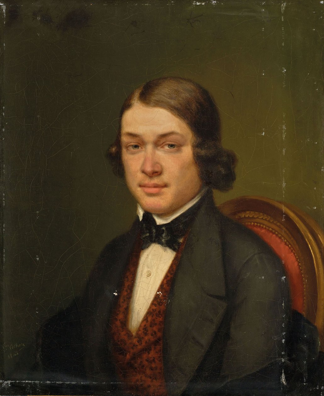 Portret van de componist Robert Schumann 1810-1856, 1842 door Lucienne Collière