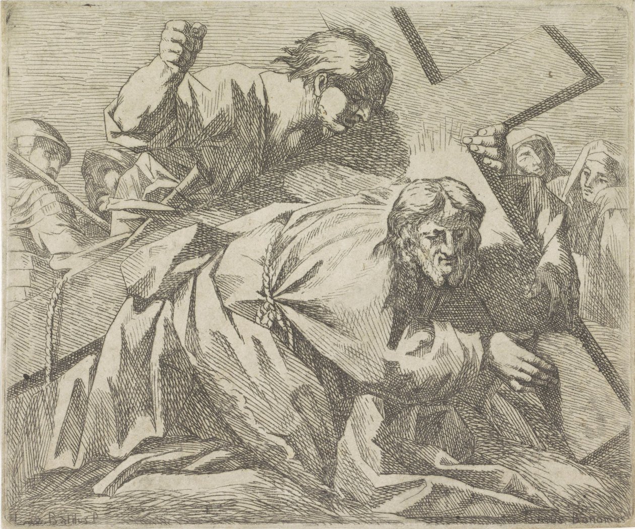 Christus bezwijkt onder het gewicht van het kruis door Lucio Bononi